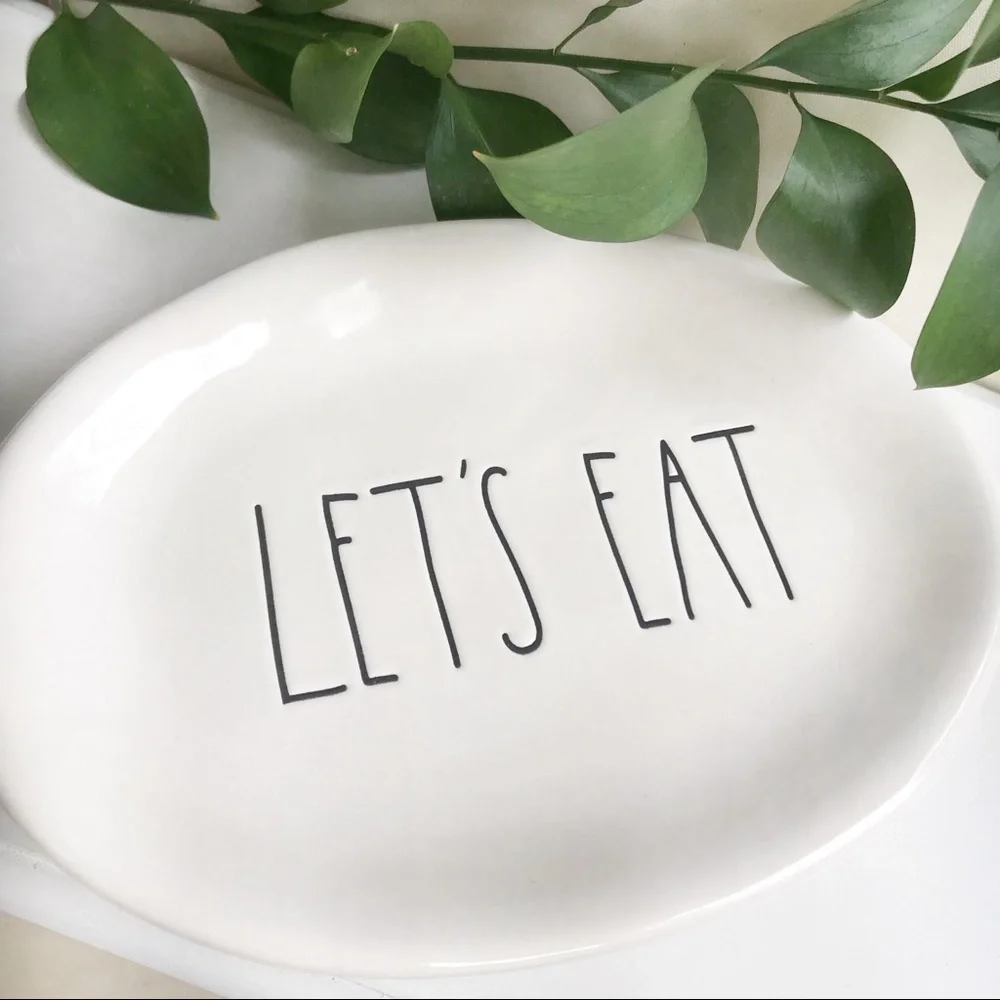 NWT Rae Dunn 2 Lets Eat Oval Plates - Picture 3 of 7